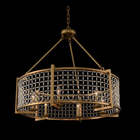 032152-043-FR001-Allegri Lighting-Verona - Six Light Pendant   Brushed Pearlized Brass Finish with Firenze Clear Crystal