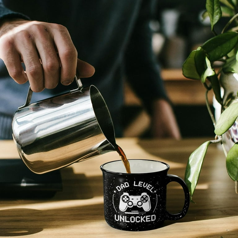 Modwnfy New Dad Gifts, First Time Dad Gifts, Dad Level Unlocked Mug, First Birthday Gifts, Pregnancy Announcement for Dad, Christmas Gifts for Dad, 15 Oz