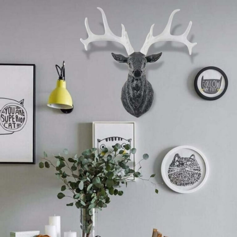 kjfeif Animal Heads Wall Decor, Faux Deer Head Mount, Animal kjfeif Animal Heads Wall Decor, Faux Deer Head Mount, Animal