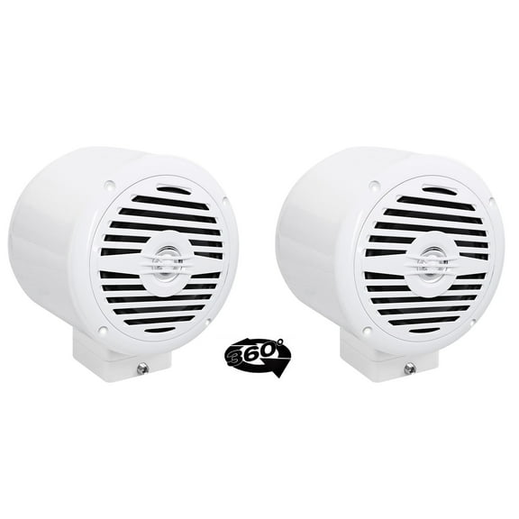 (2) Rockville 5.25" 360° Swivel White Aluminum Surface Mount Boat Speakers