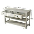 thumbnail image 3 of Karl home Console Table Entryway Desk, Sofa Side Table with 3 Drawers 2 Bottom Storage Shelves, Vintage TV Stand for Hallway Living Room Office, Antique White 29.9" H, 3 of 7