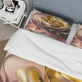 thumbnail image 4 of Designart "Stylish Glam Flowers in Taupe and Gold I" Floral Bedding Covert Set - Traditional Gold Bed Set With 2 Shams, 4 of 6