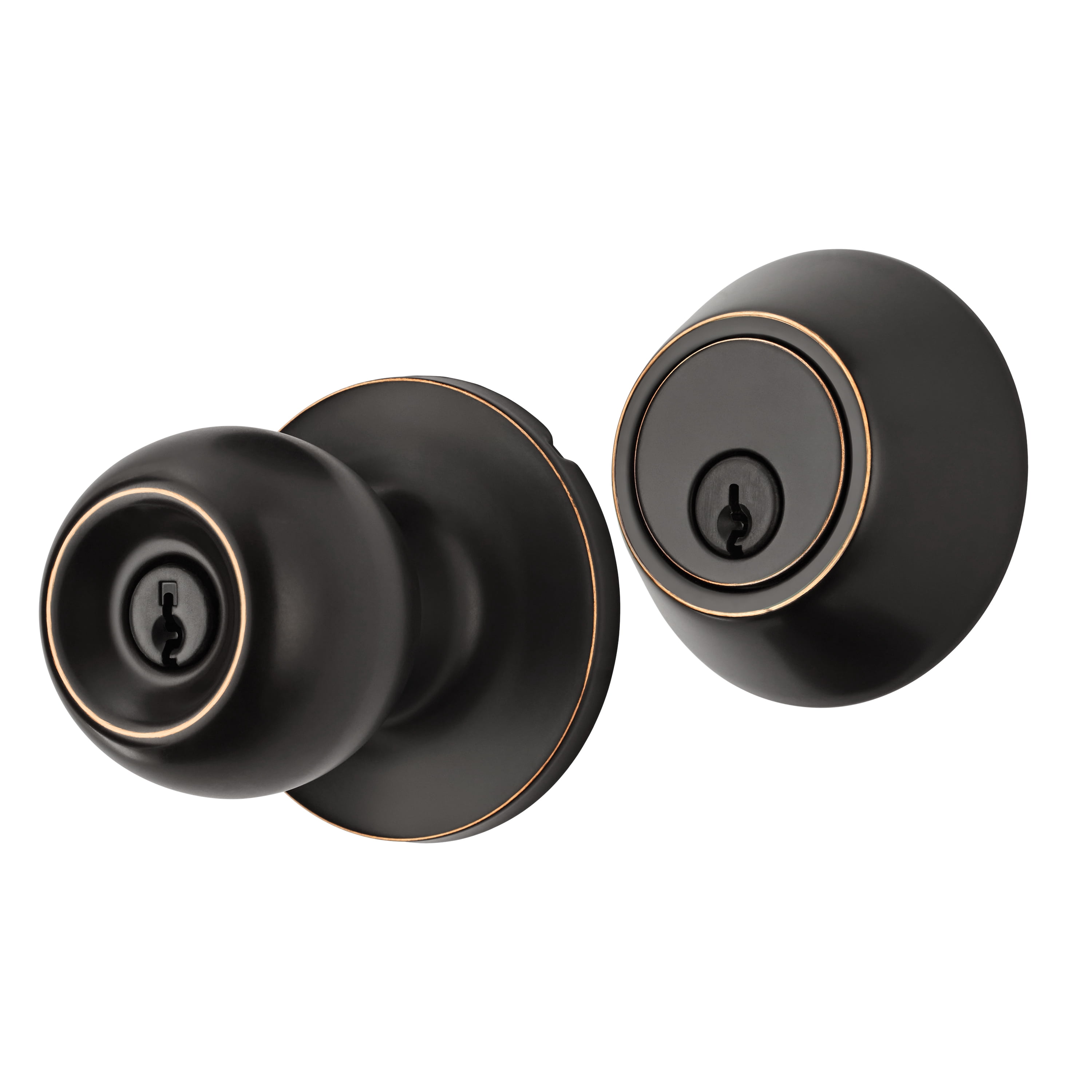 Hyper Tough Keyed Entry Ball Doorknob Lock and Single Cylinder Deadbolt Oil Rubbed Bronze Finish Combo Pack