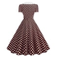 thumbnail image 3 of Bnwani Audrey Hepburn Style Dresses,Summer Dresses,Vintage,Peter Pan Collar,Polka Dot,Color Block,Wine,M, 3 of 8
