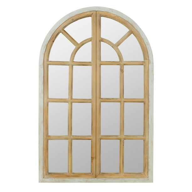 Aspire Home Accents Athena Farmhouse, Wood Arch Window Mirror