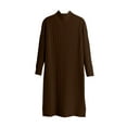 thumbnail image 2 of Antinious Women Solid Half High Neck Split Knit Dress Thickened and Loose Long Sleeve Midi Sweater Dress,Winter Dresses for Women,Long Sleeve Party Dress for Women,Coffee,Free Size, 2 of 3