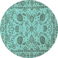 thumbnail image 1 of Ahgly Company Indoor Round Oriental Light Blue Modern Area Rugs, 4' Round, 1 of 4