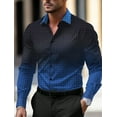 thumbnail image 1 of Camisa informal de negocios con estampado de manga larga para hombre Camisa formal con botones Otoño Invierno Primavera Verano Manga larga con puños Azul SML, 1 of 6