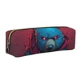 thumbnail image 1 of Easygdp Neon Cyberpunk Blue Bear para Estuche de Lápices de Cuero, Estuche de Papelería de Cuero, Estuche de Gran Capacidad con Cremallera, 1 of 7