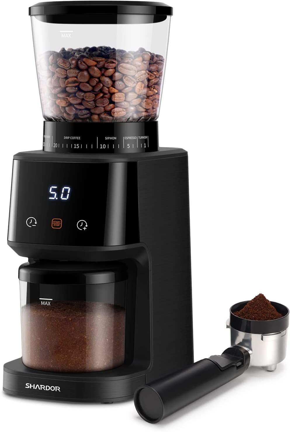  TWOMEOW Conical Burr Coffee Grinder, Stainless Steel Coffee  Grinder Electric with 15 Precise Grind Settings for Espresso/Pour Over/Moka  Pot/French Press/Cold Brew, Compact Design : Home & Kitchen