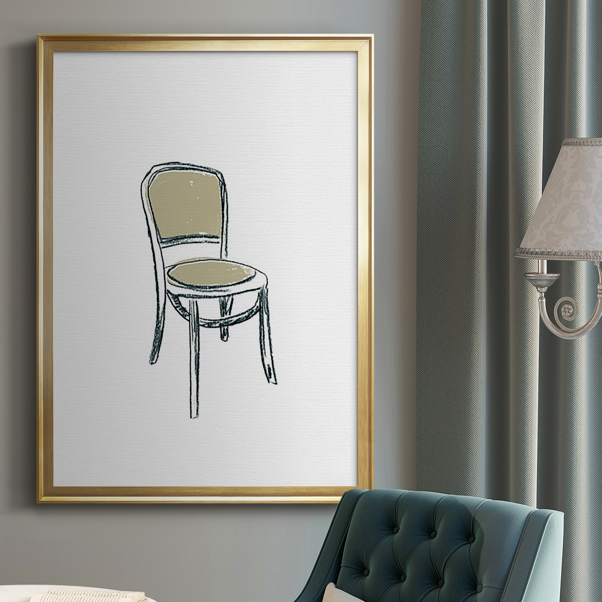 Take a Seat XI Premium Framed Print, in Gold, Black, or Silver - Ready to Hang