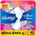 thumbnail image 2 of Always Radiant Teen Pads, Size 1, Regular, with Wings, Unscented, 2 of 16