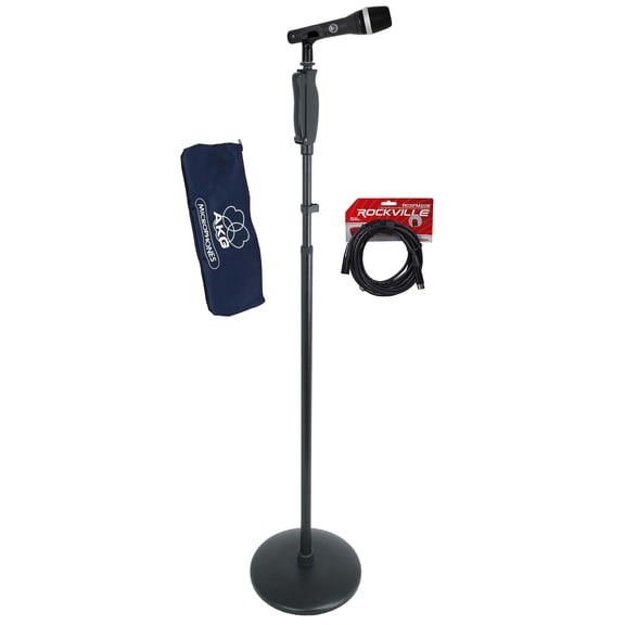 AKG D5 Handheld Microphone Dynamic Supercardioid Mic Round Base Stand Cable