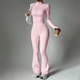 thumbnail image 3 of WULMLEO Womens Slim Fit Matching Workout Sets Zip‑Up Long Sleeve Jacket And Stretch Flare Leggings Active Outfits Pink XL, 3 of 9