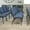 Blue Fabric/Gold Vein Frame, variant on Emma + Oliver 4 Pack 18.5"W Stacking Church Chair in Brown Dot Fabric - Gold Vein Frame