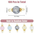 thumbnail image 2 of 100Pcs Quartz Connector Charms Multi-Colored Crackle Quartz Beads with Daisy Spacer Beads Double Loop Frosted Crystal Links Connectors for Jewelry Making Hole: 2~2.5mm, 2 of 7