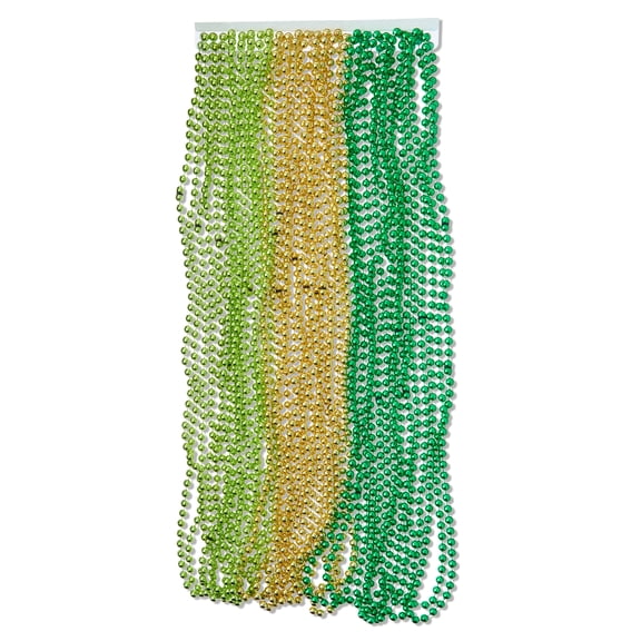 Green and Gold Bead Necklaces, 24 Pieces, St. Patrick's Day by Way To Celebrate