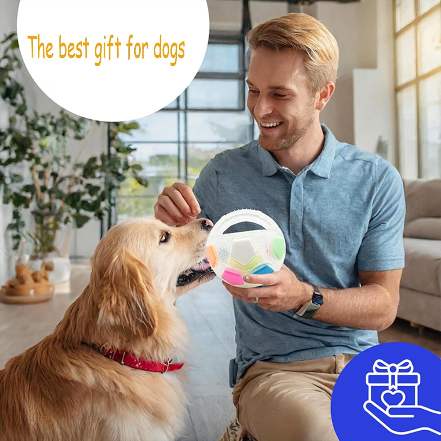 The Calming Ball with Handle, Interactive Toss and Fetch Play, Rubber Material, Squeaky Floating Balls, Chew Toys, Suitable for Dogs