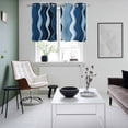 thumbnail image 4 of Abstract Blue Moire Kitchen Curtains Small Short 39 Inch Length, Gradient Coastal Ocean Geometric Waves Bedroom Living Room Curtains, Light Filtering Cafe Curtain Drapes 2 Panels Set 55''x39'', 4 of 9
