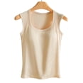 thumbnail image 4 of Public Tank Top with Built in Bra for Women Trendy Sleeveless Crew Neck Padded Summer Tops Going out Slim Fit Workout T Shirts Beige XXL, 4 of 4