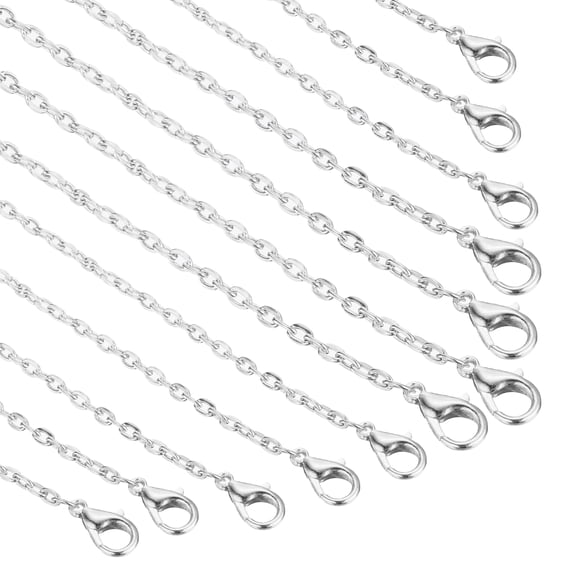 Uxcell 20 pack 20 inch Necklace Chains Bulk 2.5mm Silver Plated Cable Chains with Lobster Clasps for Jewelry Making