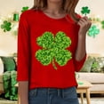 thumbnail image 7 of felwors Womens 3/4 Sleeve St. Patrick's Day T-Shirts Crew Neck Spring Graphic Tee Tops (Red, XXL), 7 of 7