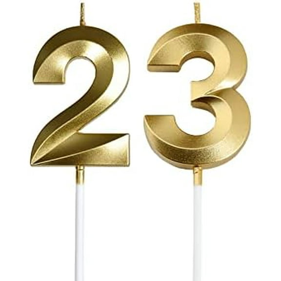 Gold 23rd & 32nd Birthday Candles,Gold Number 23 32 Cake Topper for Birthday Decorations Party Decoration$$Home Decor, Kitchen, & Other