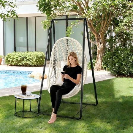 Yifeus Hammock Chair Stand, Outdoor Hammock Stand for Hanging Swing Chair, Patio Swing Stand, Heavy-Duty Steel, 220LBS, Black