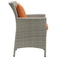 thumbnail image 2 of Modway Conduit 17" Rattan/Aluminum Patio Dining Armchair in Light Gray/Orange, 2 of 3