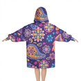 thumbnail image 2 of Purple Paisley and Floral Pattern Blanket Hoodies for Kids 6-13YR Oversize Wearable Blanket Hoodies for Boys Girls Teens, 2 of 7