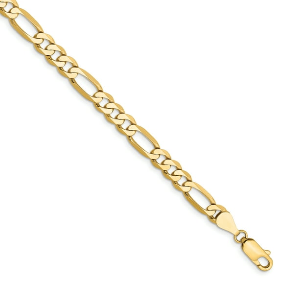 14K Yellow Gold 5.25mm Flat Figaro Chain