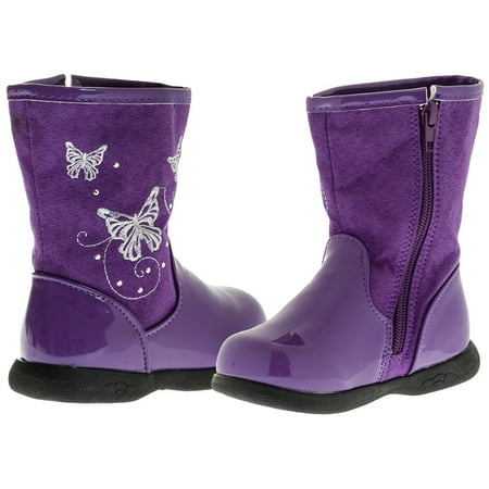 Sara Z Toddler Girls Patent/Matte Boots Butterflies (Purple), Size 9-10