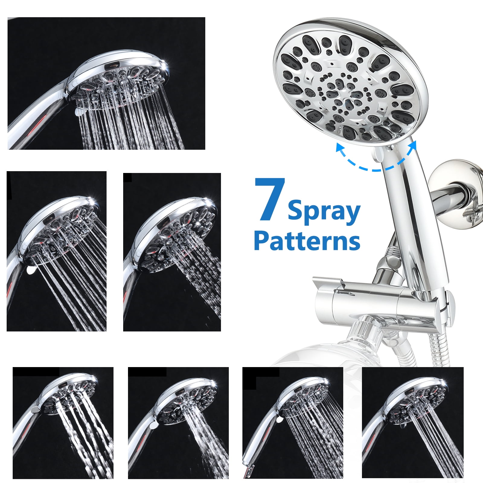 Shower Head，Shower System with Tub Spout Rain Shower Tub Set, High Pressure Dual 2 in 1 Shower Combo Faucet with Valve,Chrome