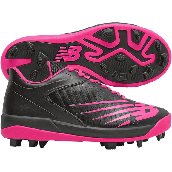 New Balance Youth 4040V6 Molded Baseball Cleats Black/Pink Medium 11K