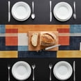 thumbnail image 3 of Abstract Stitching Table Runner 13x60 Inch White Yellow Blue Stripe Art Table Runner Non-Slip Dresser Scarves for Holiday Decorations, Party, Dinner and Gatherings, 1 Pack, 3 of 8