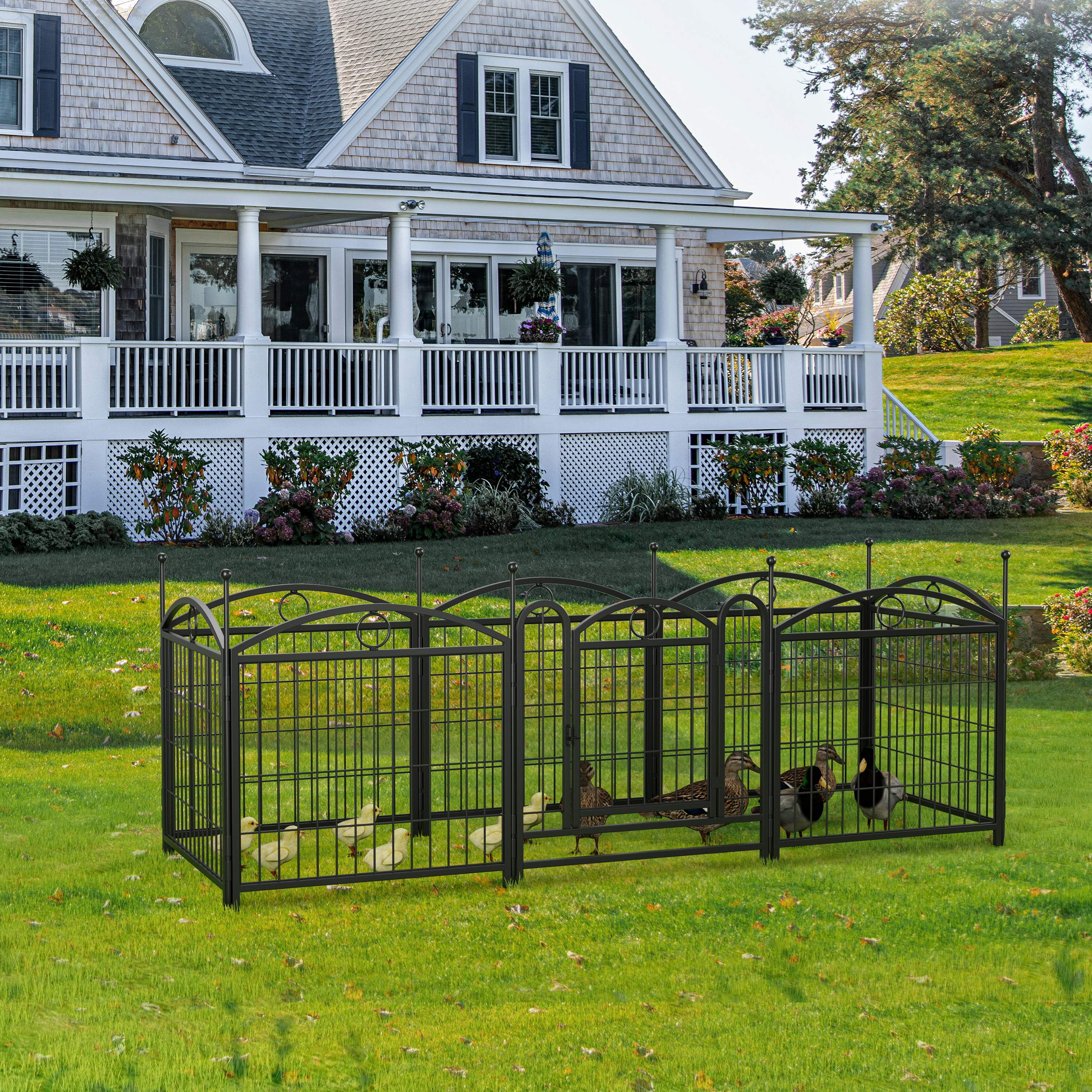 Zephypaws 24" Dog Playpen, 8-Panel Foldable Metal Exercise Pen with Door – Indoor/Outdoor Heavy Duty Puppy Fence, Portable Pet Playpen for Small, Medium & Large Dogs, Black