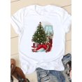 thumbnail image 1 of Camiseta con estampado navideño de estilo acuarela para mujer, ropa de Año Nuevo con cuello redondo, camiseta informal con estampado de los años 90, 1 of 5