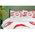 thumbnail image 4 of Ambesonne Kiss Duvet Cover Sets, Different Red Kiss Marks, 2-King, Red White, 4 of 6