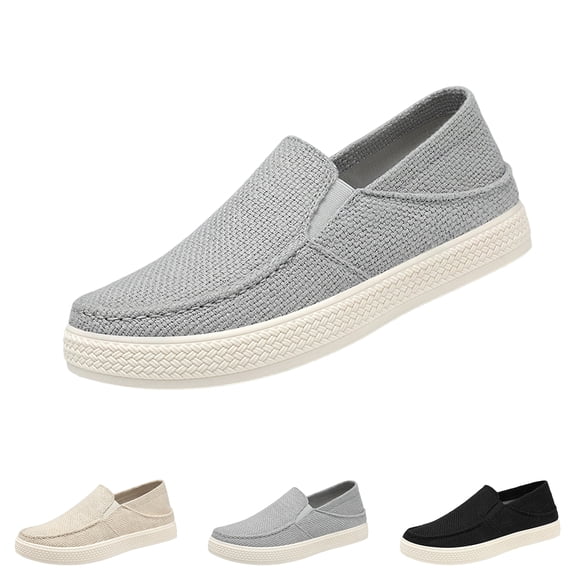 Mens Wide Width Slip On Shoes with Arch Support Insoles Men Lightweight Casual Loafer for Elderly & Wide Feet Plantar Fasciitis Walking Shoes