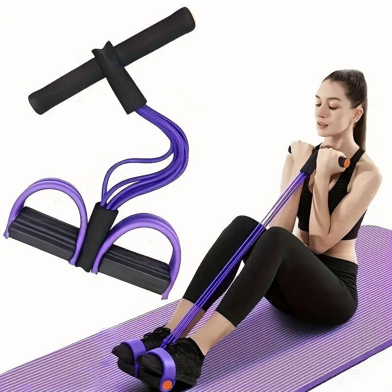 6Six-Tube Elastic Yoga Pedal Pull Rope For Stretching, Slimming & Muscle Training, Fitness Equipment For Belly, Waist, Arms & Legs (Purple)