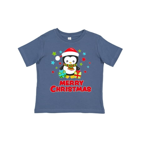 

Inktastic Merry Christmas Penguin in Santa Hat with Gifts Gift Toddler Boy or Toddler Girl T-Shirt