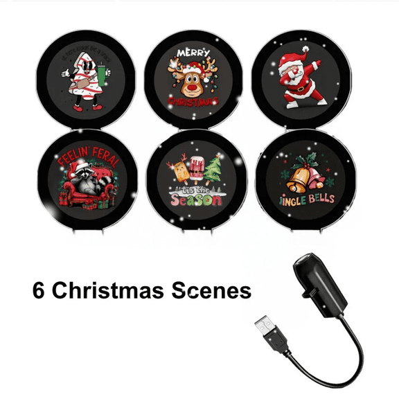 Plug and Play HD Christmas Projector Holiday Scene Projector Night Light for Christmas Halloween Butterfly Ocean Prayer Themes Home Room Decoration (christmas 6 scenes)