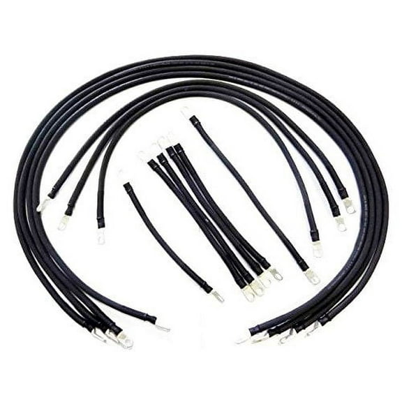 AC/DC WIRE AND SUPPLY 1 Gauge HD E-Z-GO TXT Golf Cart Battery Cables (13 pc Set) Black 300 AMPS