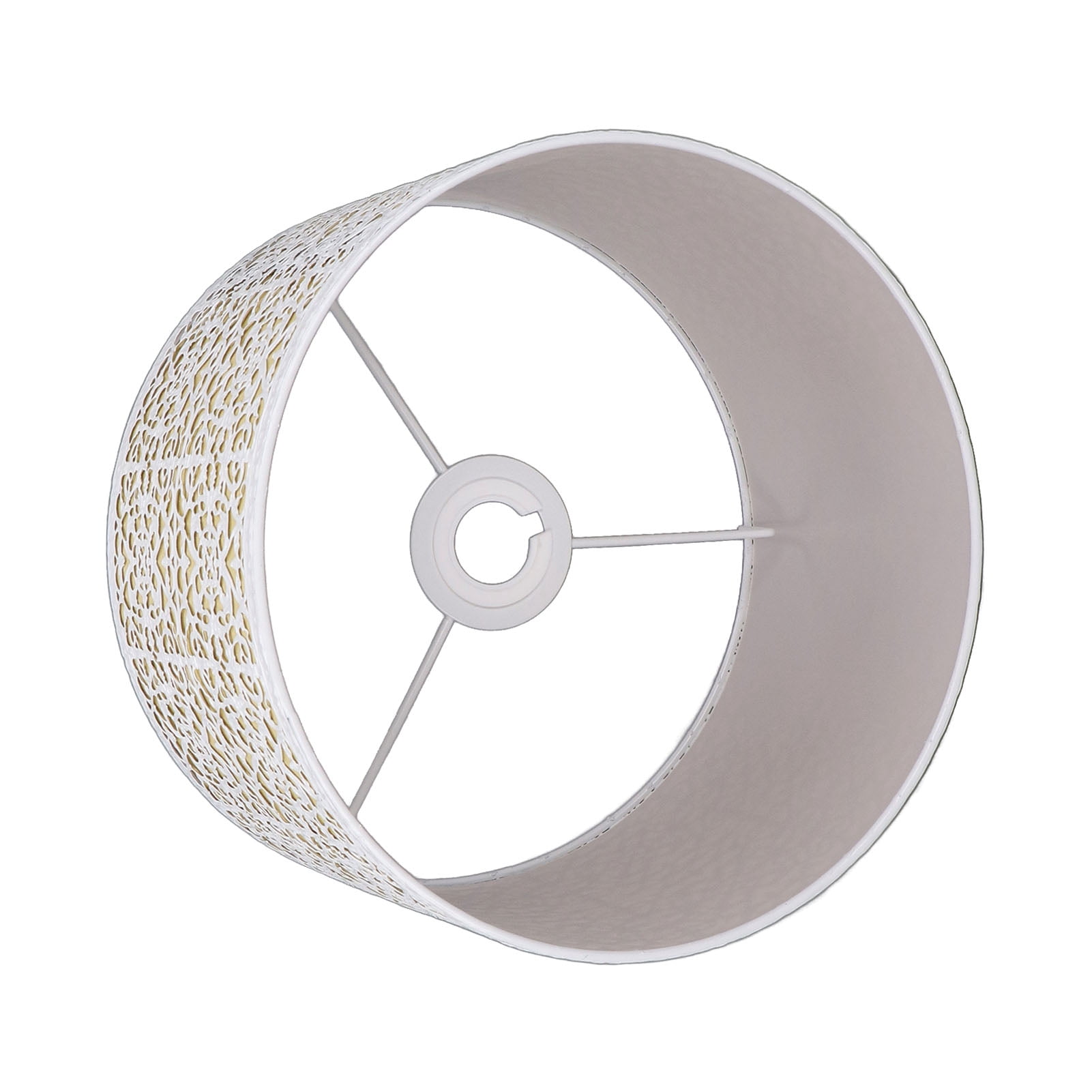 YAHHU Metal Lampshade Hollow Out Table Light Shade for E27 E14 Caliber Lamp Holder Copper Coin Flower Pattern White and Yellow Lining 9.8 inches / 25 cm Diameter 6.3 inches / 16 cm Height