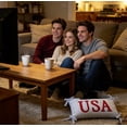thumbnail image 4 of Homellea Patriotic USA Lumbar Throw Pillow, 24 x 14 Inch Blue White Striped Decorative Accent Cushion with Red Letter Design and Tie Corners for Couch, Sofa, Bed and Home Decor, 4 of 7