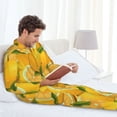 thumbnail image 6 of Kdxio Yellow Limes Men’s Pajama Set Pajamas For Men 2 Piece PJ Set with Men Pajama Pants and Long Sleeve T-Shirt Lounge Set-Large, 6 of 7