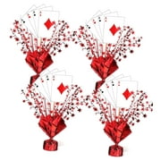 Hotbar 6-Piece Poker Themed Table Centerpiece Set with Metallic Star Foil Sprays and Card Sticks for Casino Night, Birthday, and Graduation Decor
