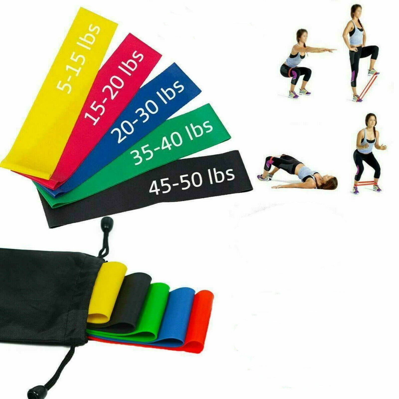 With Head Band. Details about   New 3 Piece Resistance Bands Set 
