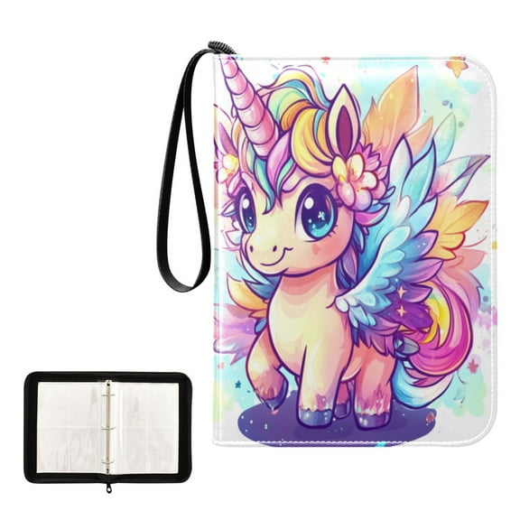 Game Card Storage Bag Collectible Trading Card Albums The 4-Pocket Card Binder With 50-Page Sleeve Can Hold 400 Game Cards Cute Unicorn