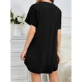 thumbnail image 3 of TEMOFON Dresses for Women Summer Short Sleeve Button Down Shirt Dress Casual V Neck Nightdress Skirts Loose Mini, 3 of 9